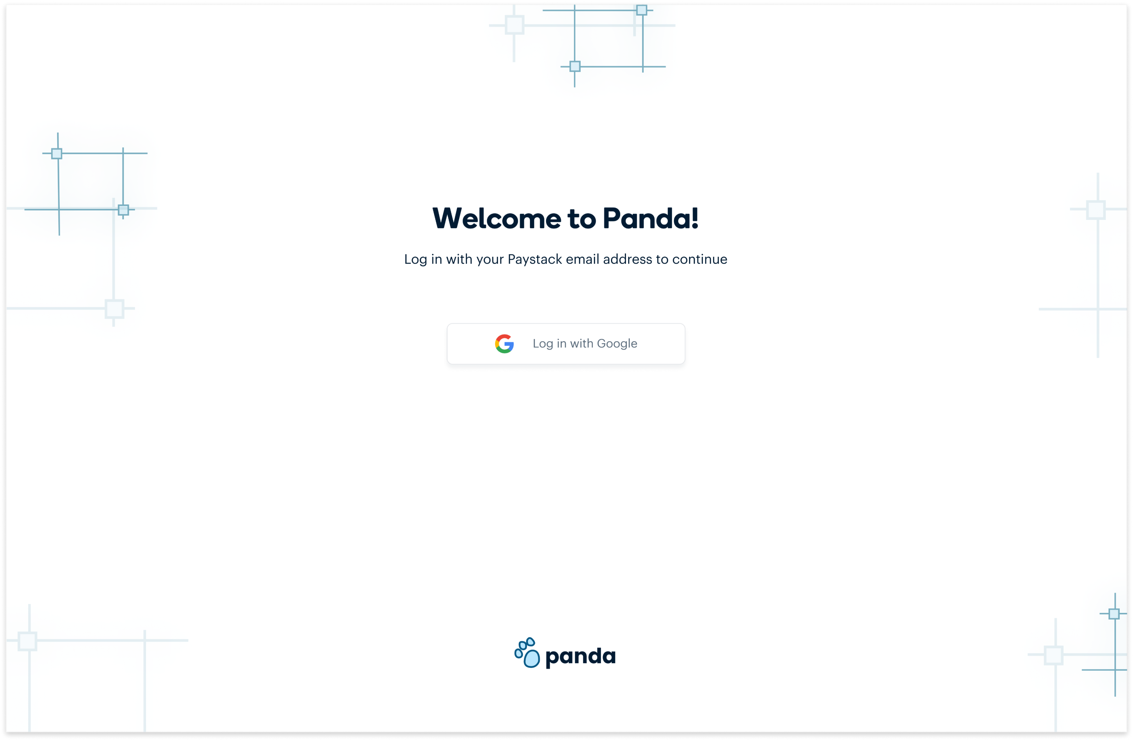 welcome screen of Panda